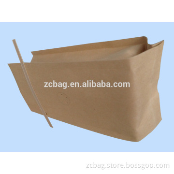 tin tie Kraft aluminium foil coffee bean one way valve Middle seal gusset packaging bags